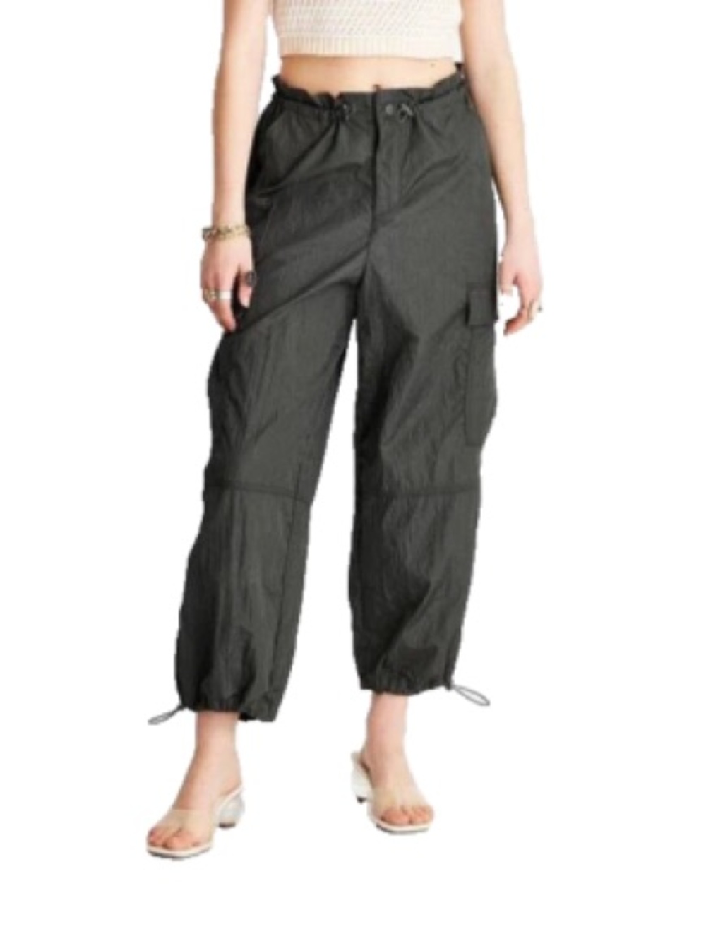 FUTURE COLLECTIVE - Women's Drawstring Cargo Joggers in Charcoal